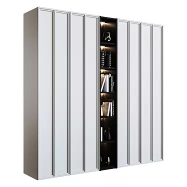 Stylish Illuminated Cupboard with Shelves 3D model image 1 