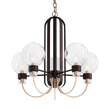 Modern Bauhaus 5-Light Chandelier 3D model image 1 