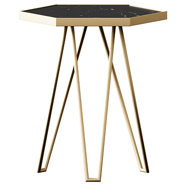 Sleek Brass & Marble Side Table 3D model image 1 