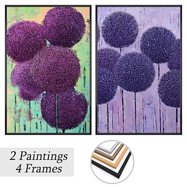 Gallery Art Set: 2 Paintings & 4 Frame Options 3D model image 1 