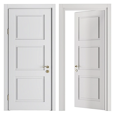 Elegant White & Gold Door 3D model image 1 