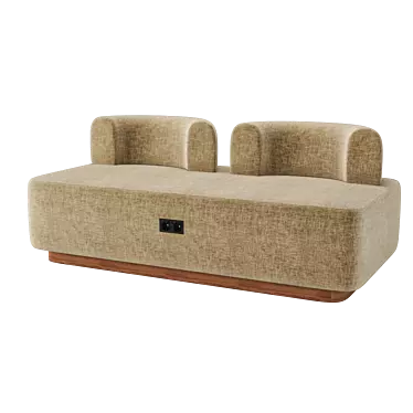 Plush Plump Sofa: Terracotta, Blue-Grey, Yellow, Beige Colors 3D model image 1 