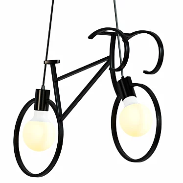 Scandi Bike Hanging Lamp: Black & White Decor 3D model image 1 