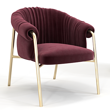 Luxury Velvet Armchair with Stunning Design 3D model image 1 