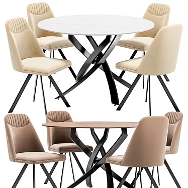 Modern Dining Set: Elsi Chair and Gabriel Table 3D model image 1 