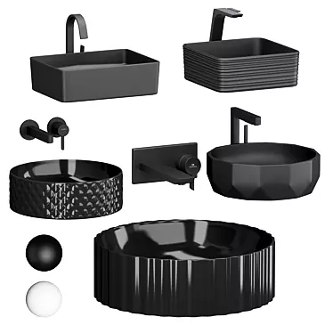 Modern Black Bathroom Sink Set 3D model image 1 