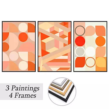 Elegant Wall Art Set with Frame Options 3D model image 1 