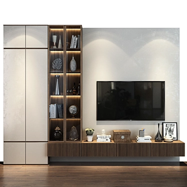 Modern TV Wall Set 187 | Customizable & Easy to Install 3D model image 1 