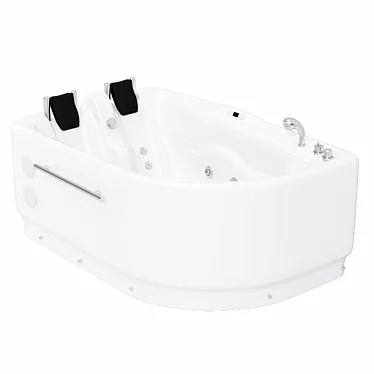 Luxury Acrylic Corner Whirlpool Bathtub 3D model image 1 