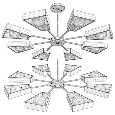 Nordic Wooden Sputnik Chandelier 3D model image 1 