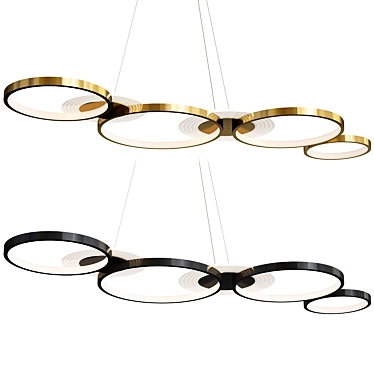 Modern Linear LED Pendant-Light with Wrought Iron & Acrylic 3D model image 1 