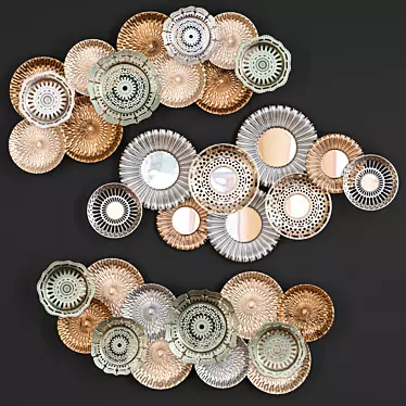 Alga Metal Wall Art: Stunning Openwork Wrinkle Mirror Design 3D model image 1 