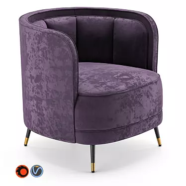 Round Gray Velvet Accent Chair