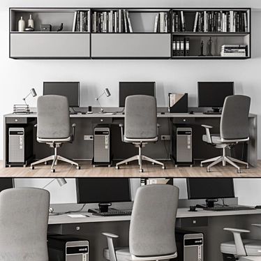 Brown & Black Employee Set - Office Furniture 3D model image 1 