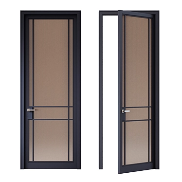 Modern MDF Door with Glass Panels 3D model image 1 