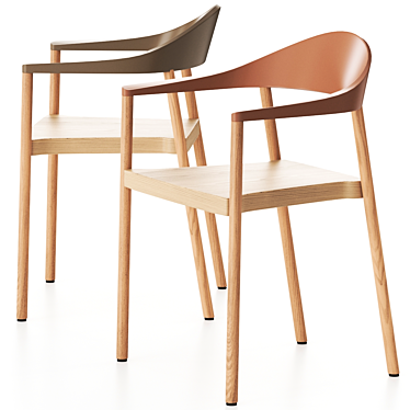 Monza Oak Stackable Chair 3D model image 1 