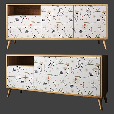 Smart Berber Low Chest of Drawers: Organize in Style 3D model image 1 