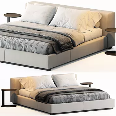 Modern and Versatile Flexform Groundpiece Bed - Elevate Your Bedroom Style 3D model image 1 