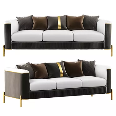 Sleek Nappa Leather Sofa - Modern Design 3D model image 1 