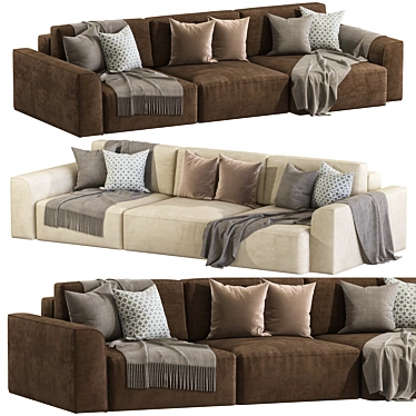 Beige Corner Sofa 3D model image 1 