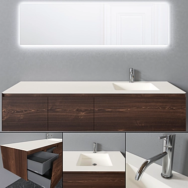 Antonio Lupi Panta Rei 01: Sleek Designer Sink and Mirror Set 3D model image 1 