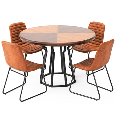 Elegant Dining Set: Dining Table 132 & Frankie Dining Chair 3D model image 1 