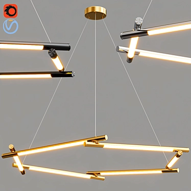 Sleek Circular Chandelier 3D model image 1 