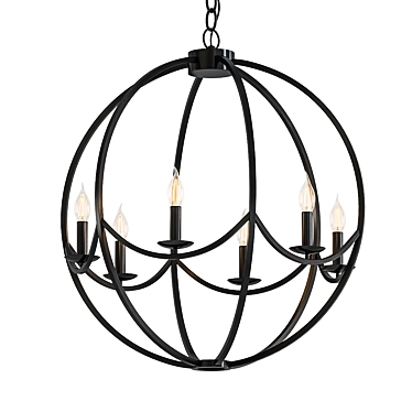 Oxide Bronze Chandelier 6-Light 3D model image 1 