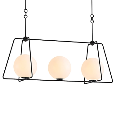 Sleek Rectangular Pendant Chandelier 3D model image 1 