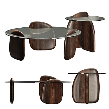 Sleek Wood Shark Tables 3D model image 1 