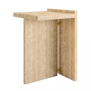 Travertine & Brass Segment Side Tables 3D model image 1 