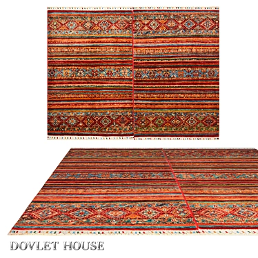 Double Carpet DOVLET HOUSE (Art 16250): Luxurious Pair of Pakistani Wool Carpets 3D model image 1 