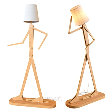 Wooden Mans Children's Floor Lamp 3D model image 1 