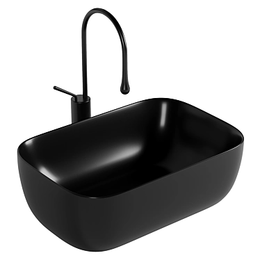 Aquanet Lake-1-MB: Stylish Black Countertop Sink 3D model image 1 