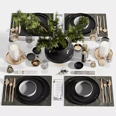 Elegant Dining: Tableware Set5 3D model image 1 
