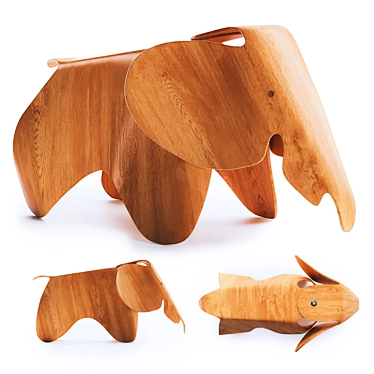 Eames Elephant Kids Stool: Playful Plywood Design 3D model image 1 