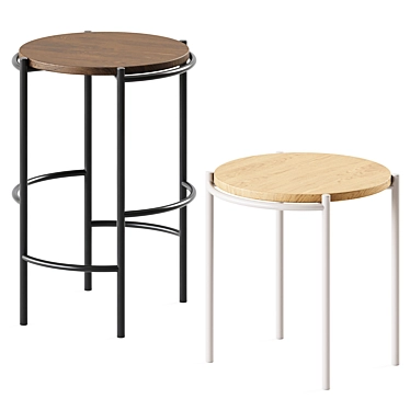 Fomu Wood Stools: Sleek & Functional 3D model image 1 