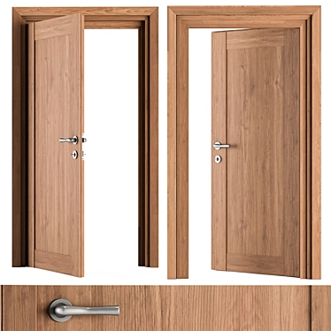 Sleek Wood & Steel Door Set 3D model image 1 