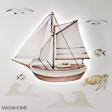 Seafaring Glow: Ship Night Light 3D model image 1 