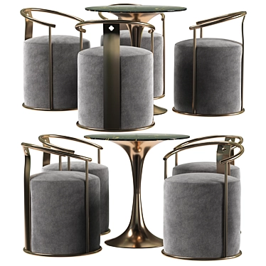 Elegant Gold Velvet Round Accent Chair 3D model image 1 