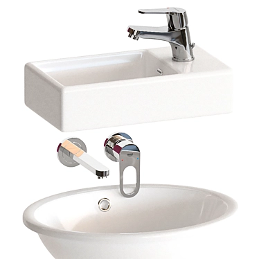 Clever Washbasins Set with Mixers 3D model image 1 