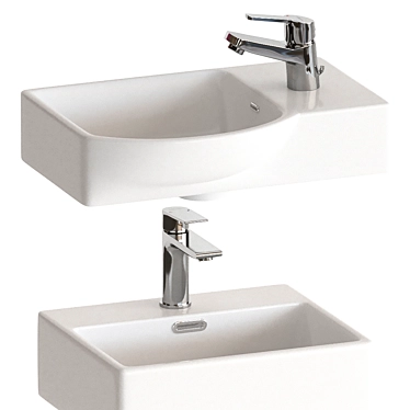 Clever Washbasin Set with 3 Mixers 3D model image 1 