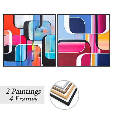 Modern Art Paintings Set 3D model image 1 