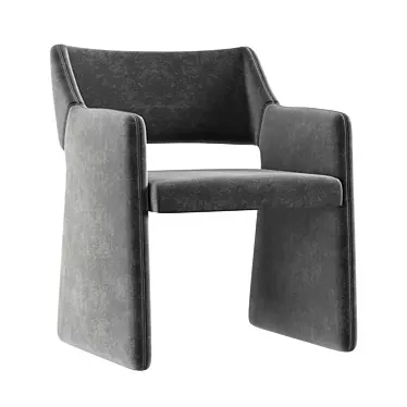 Luxurious Gray Dining Armchair: CB2 Foley Faux Mohair 3D model image 1 