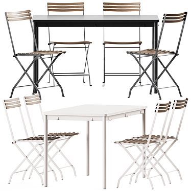 Stylish Tommaryd Table & Flower Folding Chair Set 3D model image 1 