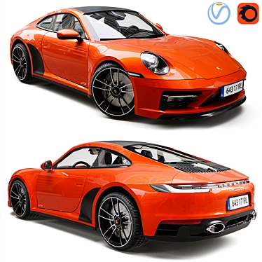 Sleek and Powerful Porsche 911 3D model image 1 