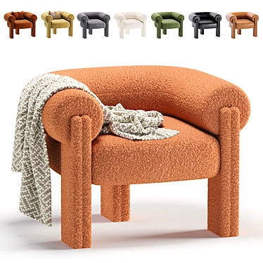 Luxurious Sevigne Armchair: Velvet & Leather 3D model image 1 