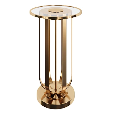 Elegant Gold Metal Glass Accent Table 3D model image 1 