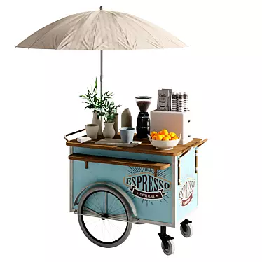 Compact Coffee Cart with Wheels 3D model image 1 