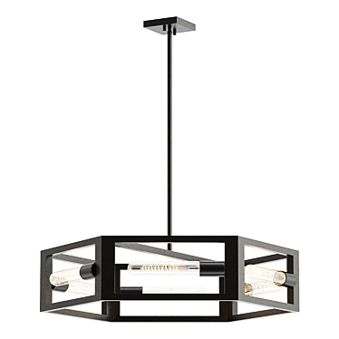 Modern Matte Black Chandelier: Urban Oasis 3D model image 1 